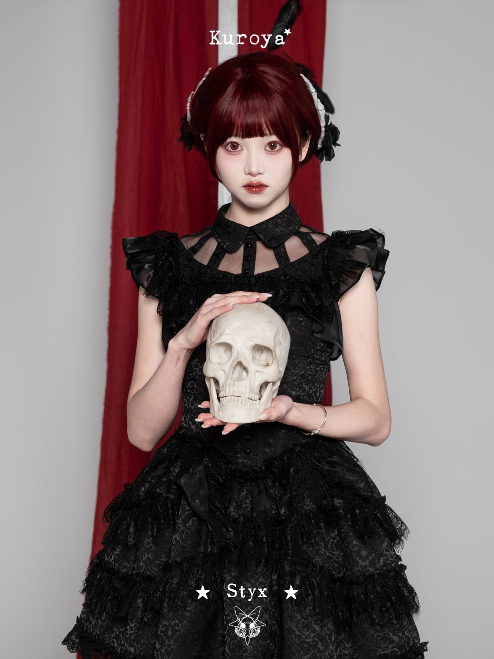 short gothic dress TOMETO STAR Goth Square Neck Puff Sleeves Lace-Up A Line Black Punk Smocked Mini Dresses Styx Dark Gothic Handmade Lace